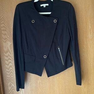 Cabi Small Black Ponte Knit Moto Jacket w/ Gold Hardware